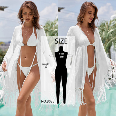 Rochie de plajă transparentă din dantelă pentru femei Piese de acoperire pentru bikini Rochie cardigan lejeră casual Kimono Costume de baie de vară acoperire