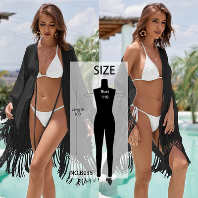 Rochie de plajă transparentă din dantelă pentru femei Piese de acoperire pentru bikini Rochie cardigan lejeră casual Kimono Costume de baie de vară acoperire