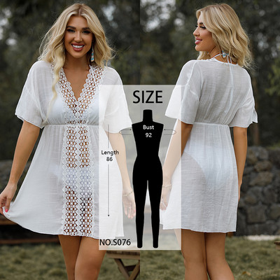 Rochie de plajă transparentă din dantelă pentru femei Piese de acoperire pentru bikini Rochie cardigan lejeră casual Kimono Costume de baie de vară acoperire