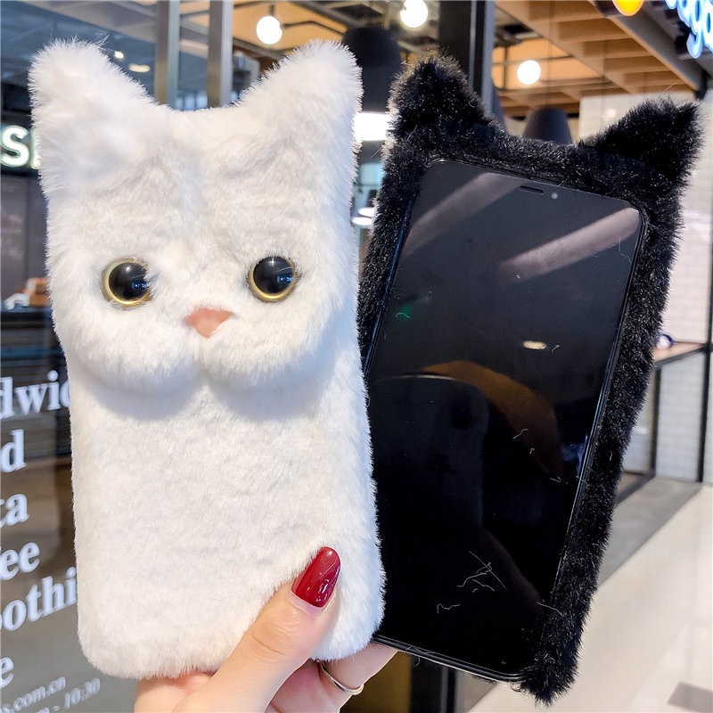 Μαλακή θήκη τηλεφώνου με χαριτωμένη βελούδινη γούνα αυτιά γάτας για Xiaomi Redmi Note 10 Pro 10S 9 9S 9T 9A 9C 8 7 8A 7A Mi 11 10T Poco M3 X3 NFC