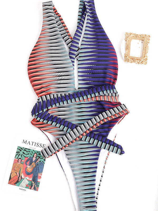 Peachtan print jednodijelni kupaći kostim Ženski kupaći kostimi s visokim izrezom Prekrižene ogrlice Conjunto Biquinis Feminino Trajes Mujer 2022.