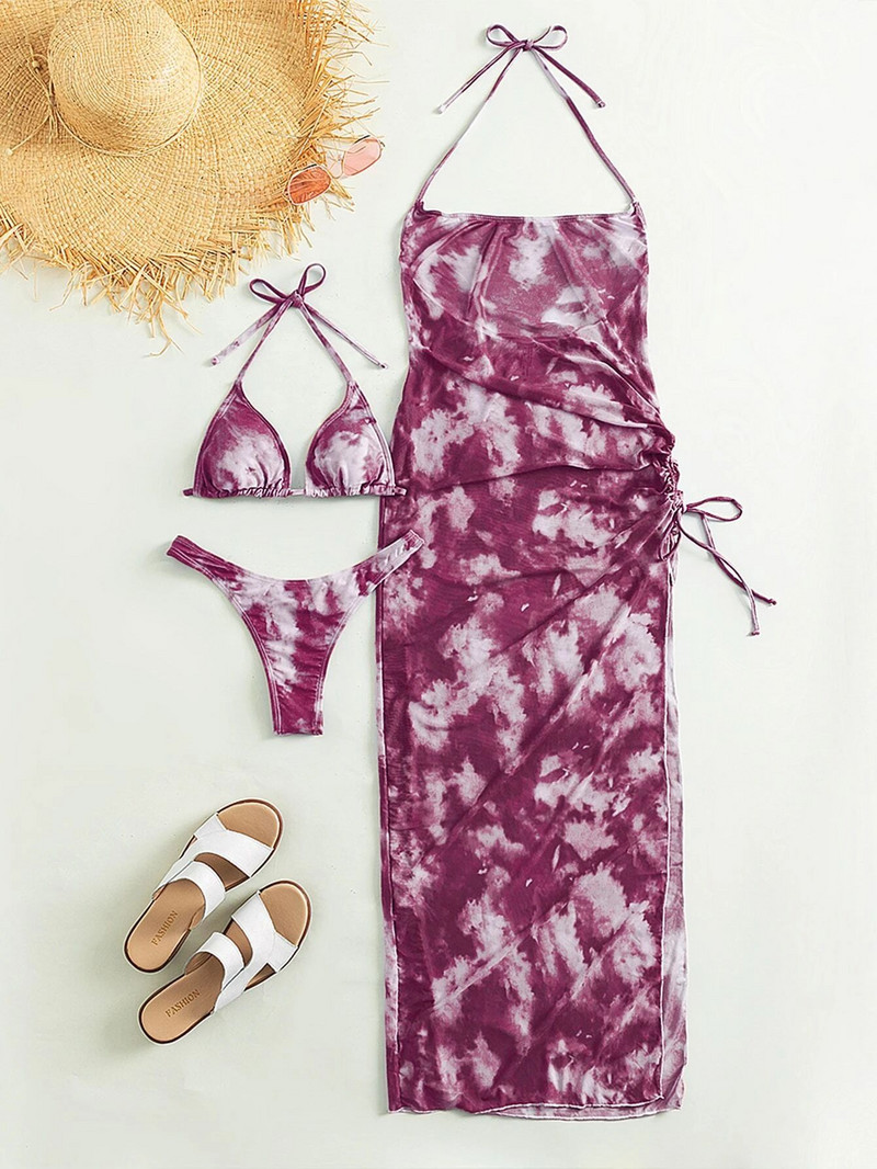 3 paketa Tie Dye Trokutasti bikini set Kupaći kostim Ženski kupaći kostim za prikrivanje Ljetni kupaći kostim Bikini za plažu