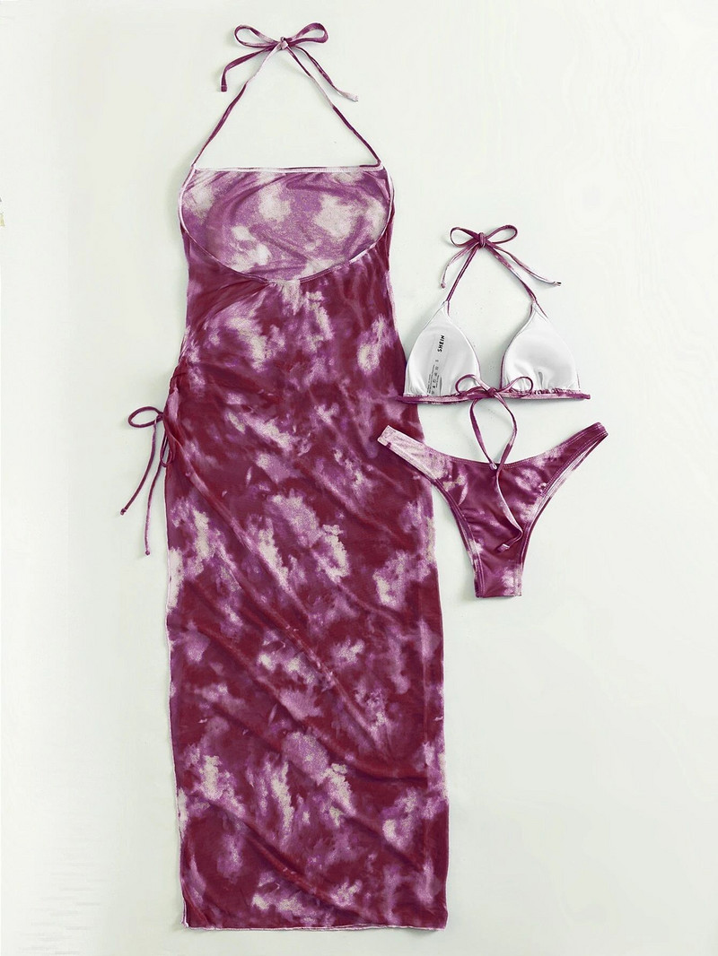 3 paketa Tie Dye Trokutasti bikini set Kupaći kostim Ženski kupaći kostim za prikrivanje Ljetni kupaći kostim Bikini za plažu