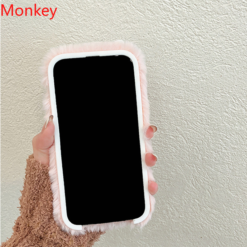 Корейски сладко любовно сърце Плюшен топъл пухкав калъф за телефон за iPhone 14 Pro Max Case 13 Pro 12 11 Космат мек силиконов заден капак Coque