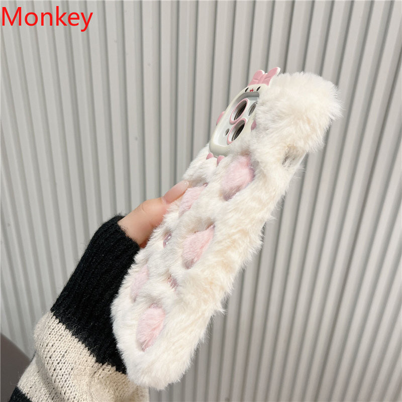 Корейски сладко любовно сърце Плюшен топъл пухкав калъф за телефон за iPhone 14 Pro Max Case 13 Pro 12 11 Космат мек силиконов заден капак Coque