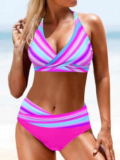 2023. aasta Push Up bikiinikomplekt, päitsetega ujumistrikoo, naiste suvine kõrge vöökohaga ujumisriided, naiste ujumisriided, suplejad Mayo bikiini rannariided