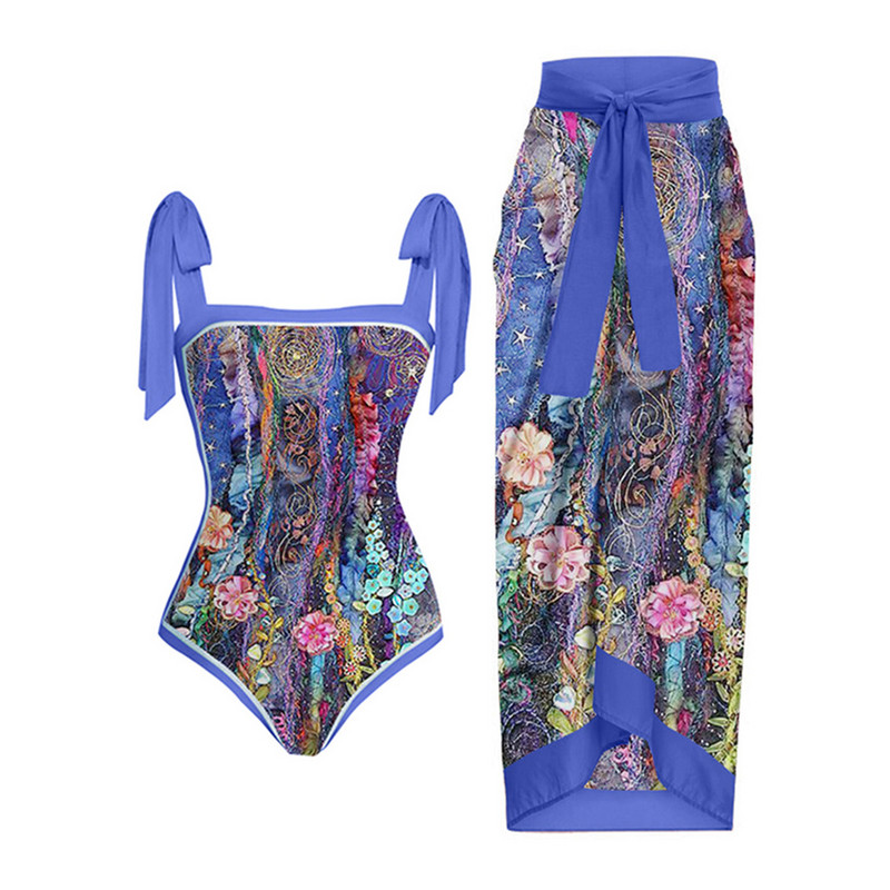 Vintage bikini s cvjetnim printom, uski zeleni, jednodijelni plažni kostim, blagdanska haljina za plažu, leptir naramenica, elegantni kupaći kostim, ženski