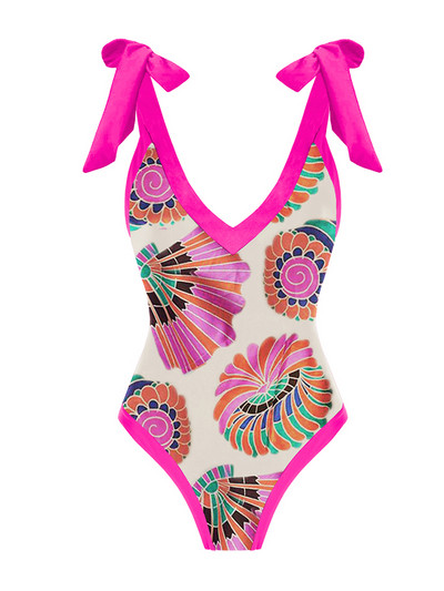 Női retro fürdőruha Pink Deep V ünnepi strandruha Vintage strandruha tervezői fürdőruha nyári szörföltözet