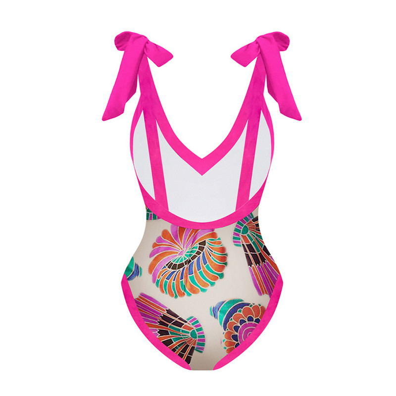 Női retro fürdőruha Pink Deep V ünnepi strandruha Vintage strandruha tervezői fürdőruha nyári szörföltözet