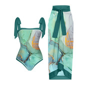 Ženski retro kupaći kostim i suknja Zelena blagdanska haljina za plažu Dizajnerski kupaći kostim Vintage ljetna odjeća za surfanje