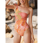 Γυναικείο Ολόσωμο Μαγιό Πορτοκαλί Ασύμμετρο Μαγιό Γιορτινά Beachwear Σχεδιαστή Μαγιό Καλοκαιρινό Σέρφινγκ