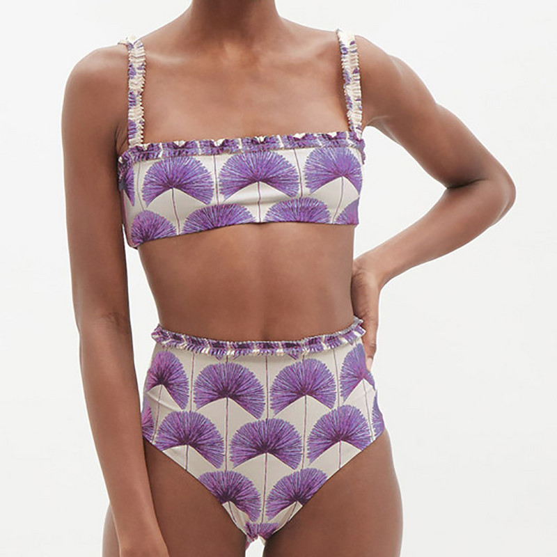 Γυναικεία μαγιό 3 τεμαχίων μόδας με εμπριμέ μπικίνι και καλυμμένα ρούχα Καλοκαιρινά μαγιό Ψηλόμεση μαγιό 2022