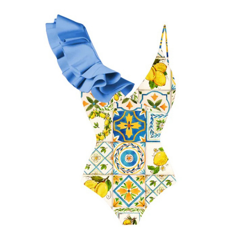 Vintage kupaći kostim i suknja Asimetrična blagdanska haljina za plažu Dizajnerski kupaći kostim Vintage ljetna odjeća za surfanje