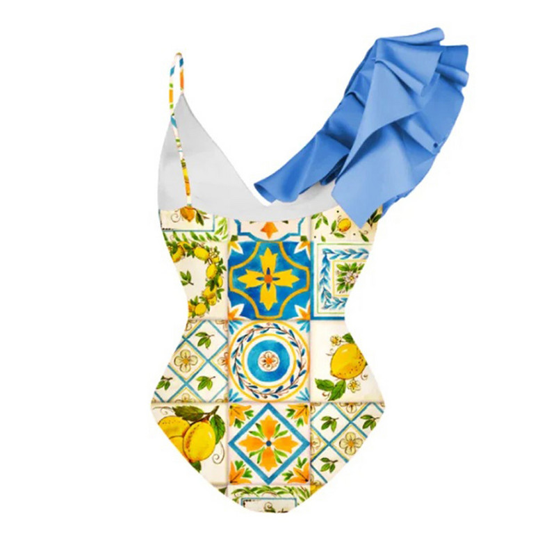 Vintage kupaći kostim i suknja Asimetrična blagdanska haljina za plažu Dizajnerski kupaći kostim Vintage ljetna odjeća za surfanje