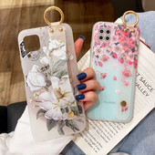 Θήκη καρπού για Xiaomi Mi 11 Lite 11 Ultra 10 Pro 9 Lite Θήκες Soft Silicone For Xiaomi POCO M3 Luxury Flowers Cover