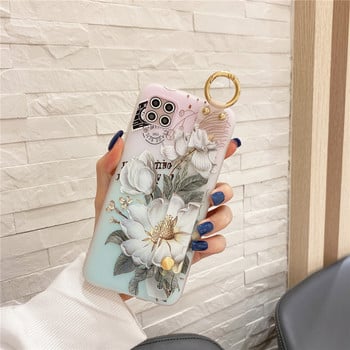 Θήκη καρπού για Xiaomi Mi 11 Lite 11 Ultra 10 Pro 9 Lite Θήκες Soft Silicone For Xiaomi POCO M3 Luxury Flowers Cover