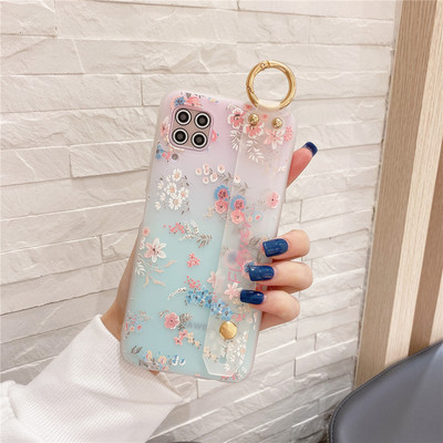 Θήκη καρπού για Xiaomi Mi 11 Lite 11 Ultra 10 Pro 9 Lite Θήκες Soft Silicone For Xiaomi POCO M3 Luxury Flowers Cover