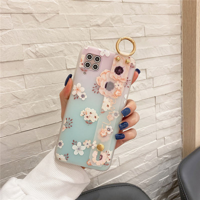 Θήκη καρπού για Xiaomi Mi 11 Lite 11 Ultra 10 Pro 9 Lite Θήκες Soft Silicone For Xiaomi POCO M3 Luxury Flowers Cover