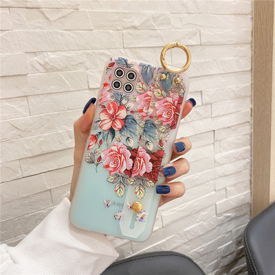Θήκη καρπού για Xiaomi Mi 11 Lite 11 Ultra 10 Pro 9 Lite Θήκες Soft Silicone For Xiaomi POCO M3 Luxury Flowers Cover