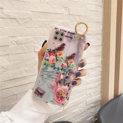 Θήκη καρπού για Xiaomi Mi 11 Lite 11 Ultra 10 Pro 9 Lite Θήκες Soft Silicone For Xiaomi POCO M3 Luxury Flowers Cover