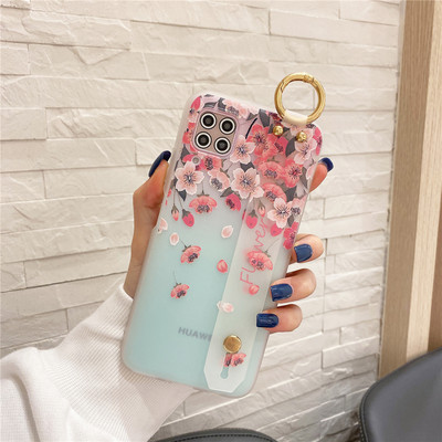 Θήκη καρπού για Xiaomi Mi 11 Lite 11 Ultra 10 Pro 9 Lite Θήκες Soft Silicone For Xiaomi POCO M3 Luxury Flowers Cover