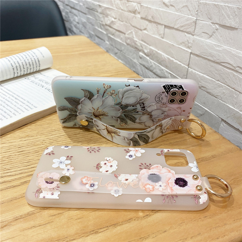 Θήκη καρπού για Xiaomi Mi 11 Lite 11 Ultra 10 Pro 9 Lite Θήκες Soft Silicone For Xiaomi POCO M3 Luxury Flowers Cover