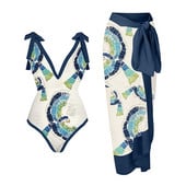 Női Retro fürdőruha Deep V Print egyrészes fürdőruha szett Ünnepi strandruha tervezői fürdőruha nyári szörfös viselet