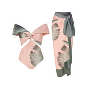 Ružičasti bikini s otisnutim izrezima na ramenima, jednodijelni, s križnim naramenicama, uski kupaći kostim za plažu visokog struka, patchwork kroja