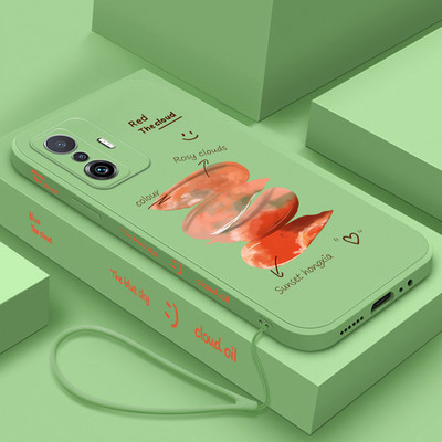 За Xiaomi Mi 12t Pro Cover Цветен течен силиконов калъф за Xiaomi Mi 11 Lite 5G NE Mi12t Mi 11t 11 12 10 Pro Калъф с Landyard