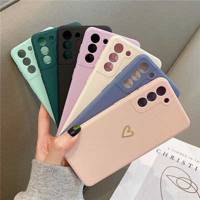 Love Heart Phone Case For Samsung Galaxy A52 A72 S21 Plus S20 FE A32 A51 A71 Note 20 Ultra S22 Candy Color Soft Matte Back Cover