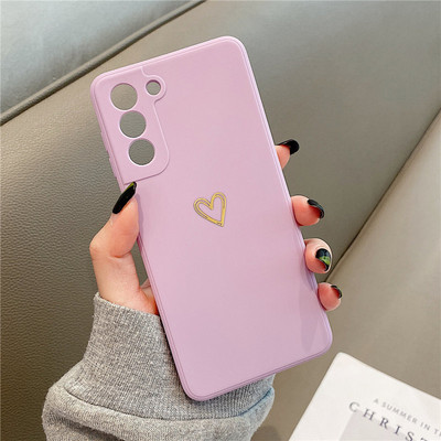 Θήκη τηλεφώνου Love Heart για Samsung Galaxy A52 A72 S21 Plus S20 FE A32 A51 A71 Note 20 Ultra S22 Candy Color Μαλακό ματ πίσω κάλυμμα