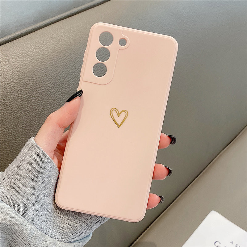 Θήκη τηλεφώνου Love Heart για Samsung Galaxy A52 A72 S21 Plus S20 FE A32 A51 A71 Note 20 Ultra S22 Candy Color Μαλακό ματ πίσω κάλυμμα