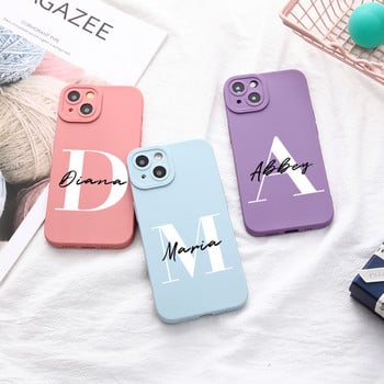 Εξατομικευμένο Cursive Name Initial Case for iPhone 14 13 12 11 Pro Max 7 8 Plus X XS XR Soft Phone Cover for iPhone 14 Pro Max