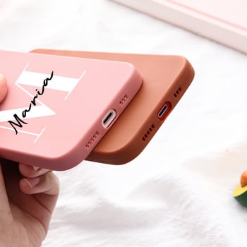 Εξατομικευμένο Cursive Name Initial Case for iPhone 14 13 12 11 Pro Max 7 8 Plus X XS XR Soft Phone Cover for iPhone 14 Pro Max