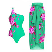 Γυναικείο μαγιό Fashion One Shoulder Μαγιό με λουλουδάτο στάμπα και κάλυμμα Καλοκαιρινό μπικούνι κολύμβησης Γυναικεία ρούχα παραλίας Ρούχα σερφ