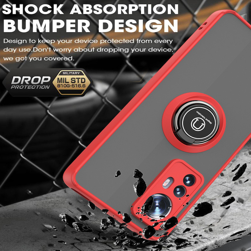 Matinis magnetinis telefono dėklas, skirtas Xiaomi Redmi Note 10 ProMax 11 12 K50 POCO X3 F3 F4 M3 M4 NFC GT 5G metalinio žiedo laikiklio dangtelis Funda