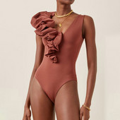 Jednobojni remen, uski bikini visokog struka, kratki bešavni komad odjeće za bazen Ženski modni plisirani kupaći kostim s mjehurićima Chic bez leđa