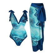 Ženski retro kupaći kostim sa suknjom Plava blagdanska haljina za plažu Dizajnerski kupaći kostim Ljetna odjeća za surfanje