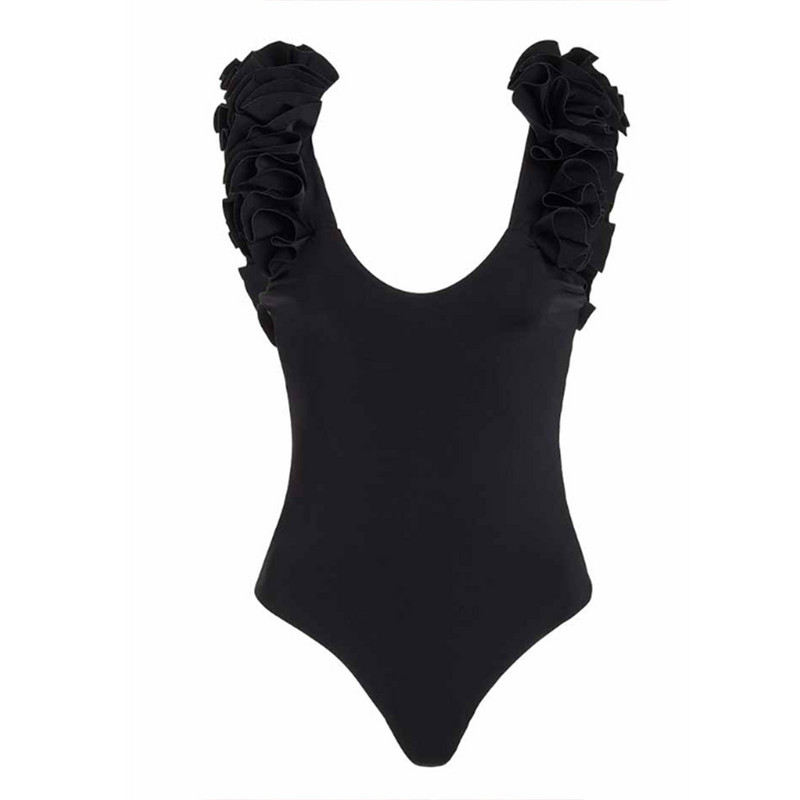 Jednobojni cvjetni trodimenzionalni kupaći kostim s plisiranim naramenicama Samokultivirani seksi bikini visokog struka 2022.