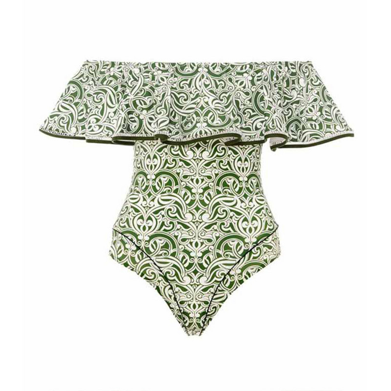 Ženski retro kupaći kostim s printom na jedno rame, kupaći kostim s volanima, dizajnerski kupaći kostim za plažu, ljetna odjeća za surfanje