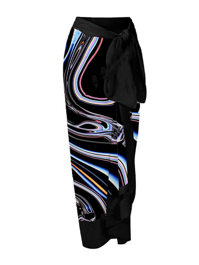 Costum de baie și fustă dintr-o singură bucată, cu imprimeu negru, rochie de plajă de vacanță, costum de baie de designer, îmbrăcăminte pentru surf de vară