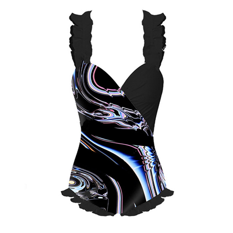 Costum de baie și fustă dintr-o singură bucată, cu imprimeu negru, rochie de plajă de vacanță, costum de baie de designer, îmbrăcăminte pentru surf de vară