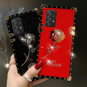 Θήκη τηλεφώνου Luxury Rose Glitter για Samsung Galaxy Note 20 10 9 8 S23 Plus S22 Ultra S21 Fe S20 S10 S9 A73 5G A52 A53 Πίσω κάλυμμα