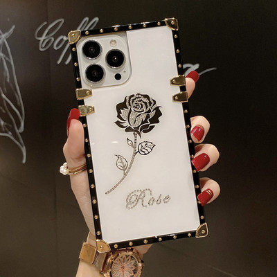 Θήκη τηλεφώνου Luxury Rose Glitter για Samsung Galaxy Note 20 10 9 8 S23 Plus S22 Ultra S21 Fe S20 S10 S9 A73 5G A52 A53 Πίσω κάλυμμα