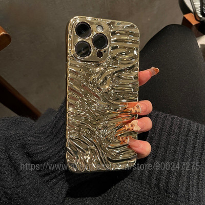 Луксозен позлатен калъф за телефон с галванично покритие за iPhone 14 13 12 Pro Max 11 X Xsmax XR 8 7 Plus Mirror Flip Coque Защита на обектива