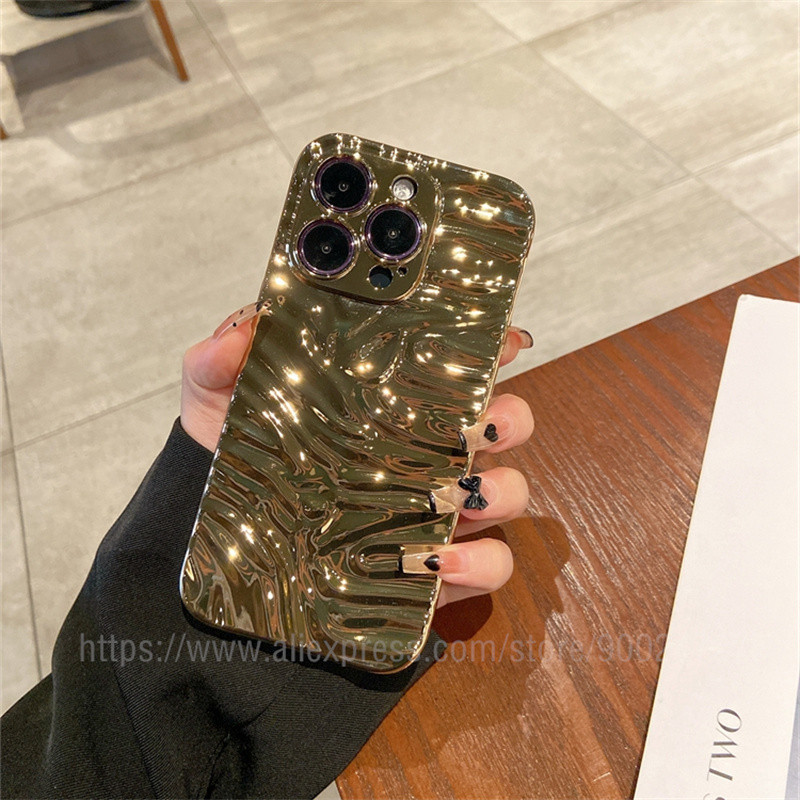 Луксозен позлатен калъф за телефон с галванично покритие за iPhone 14 13 12 Pro Max 11 X Xsmax XR 8 7 Plus Mirror Flip Coque Защита на обектива