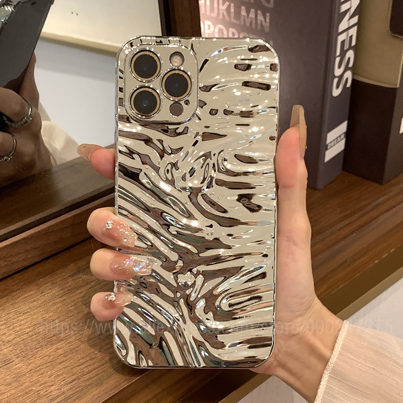 Луксозен позлатен калъф за телефон с галванично покритие за iPhone 14 13 12 Pro Max 11 X Xsmax XR 8 7 Plus Mirror Flip Coque Защита на обектива