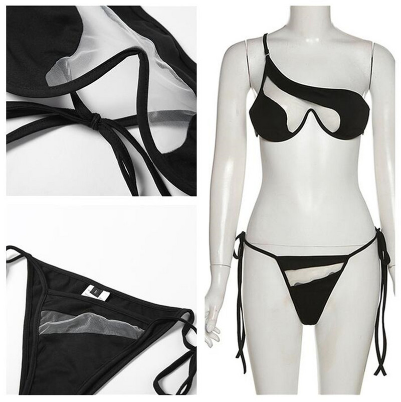 „Bonouo Mesh Patchwork“ moteriški seksualūs bikiniai, madingi tvarsčiai, padalintas bikinio rinkinys paplūdimio maudymosi kostiumėliai, maudymosi kostiumėliai, vasariniai maudymosi kostiumėliai, 2022 m.