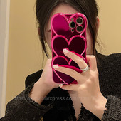 Barbie Plated Rose Red Heart Sweet Cool Girl για iPhone 14 13 12 Pro Max Plus 11 Superimpose Big Love Cute 3D Candy Glossy Etui