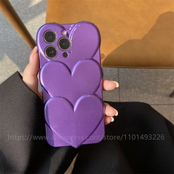 Barbie Plated Rose Red Heart Sweet Cool Girl за iPhone 14 13 12 Pro Max Plus 11 Superimpose Big Love Cute 3D Candy Glossy Etui